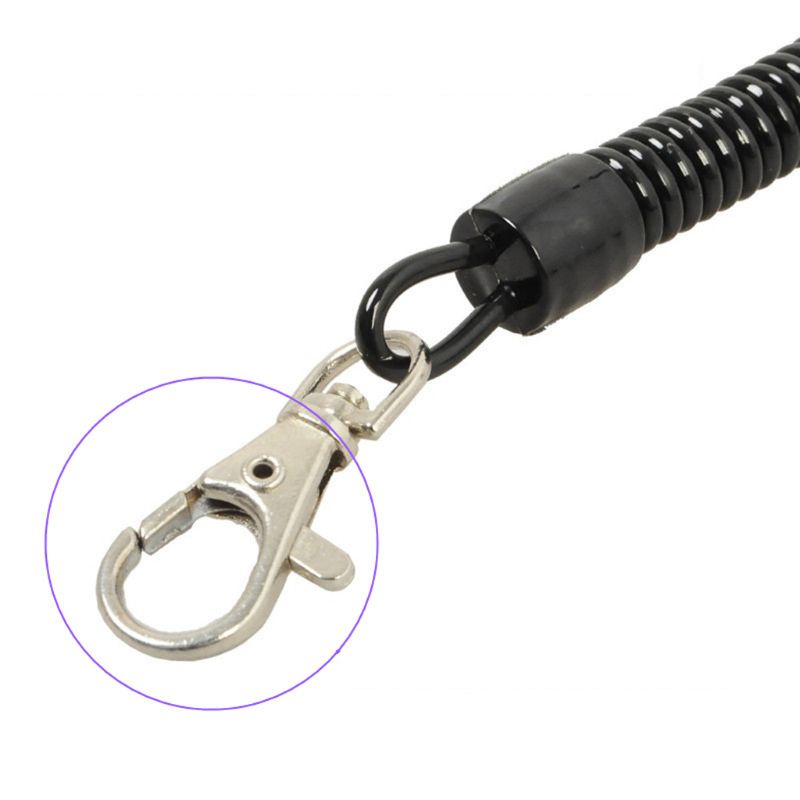 QQ Bộ 10 Dây Móc Khóa Chống Thất Lạc Dạng Xoắn Ốc Màu Đen Có Thể Thu Gọn Cho Thuyền/Ca Nô/Câu Cá