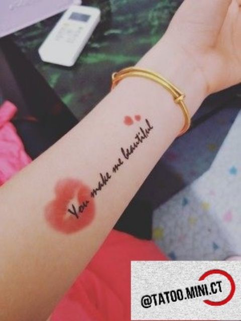 Hình xăm tatoo chữ môi a03 .Xăm dán tatoo mini tạm thời, size &lt;10x6cm