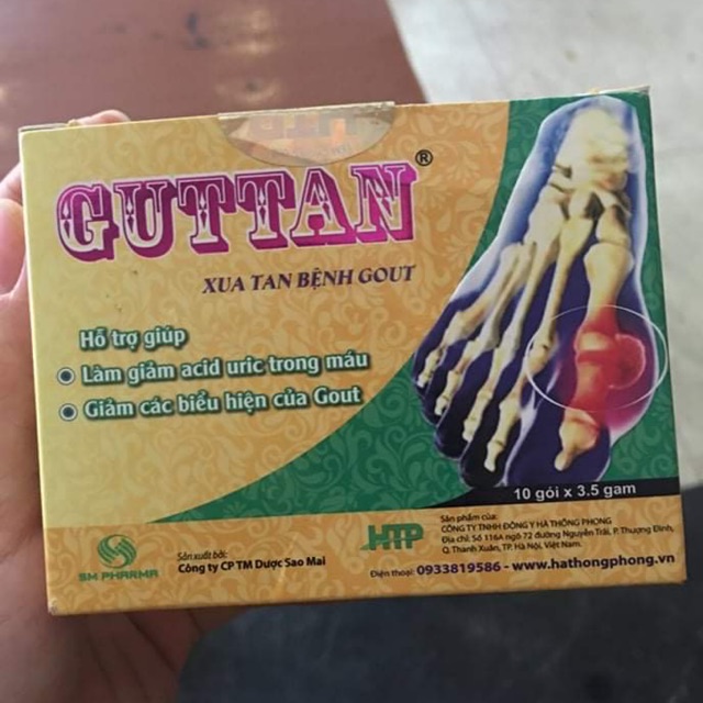 Thực phẩm chức năng Guttan hỗ trợ điều trị gout, giảm acid uric trong máu