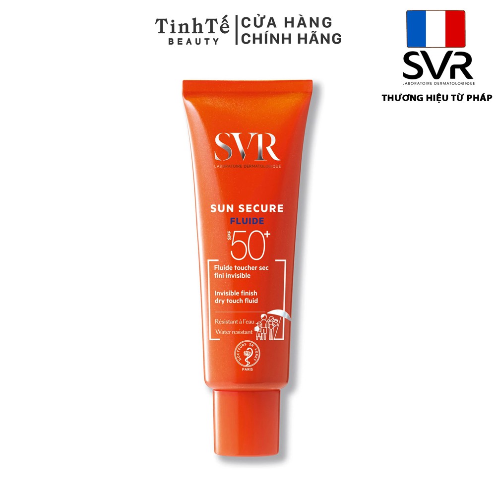 [Mã FMCGMALL -8% đơn 250K] Kem chống nắng dạng lỏng trong suốt, không gây bóng nhờn SVR Sun Secure Fluide SPF50+ 50ml