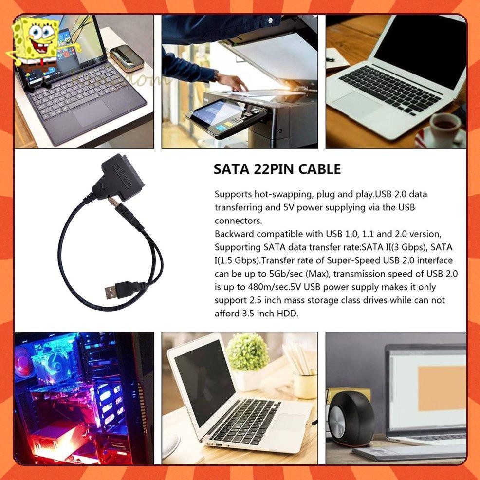 Dây Cáp Chuyển Đổi Usb 2.0 Sang Sata 22pin Cho Ổ Cứng Hdd 2.5inch | BigBuy360 - bigbuy360.vn