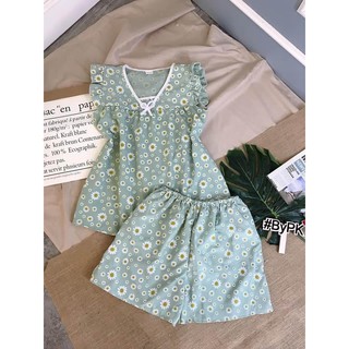 Đồ Bộ Ngắn Vải Kate Lụa Tiểu Thư Xinh Xắn