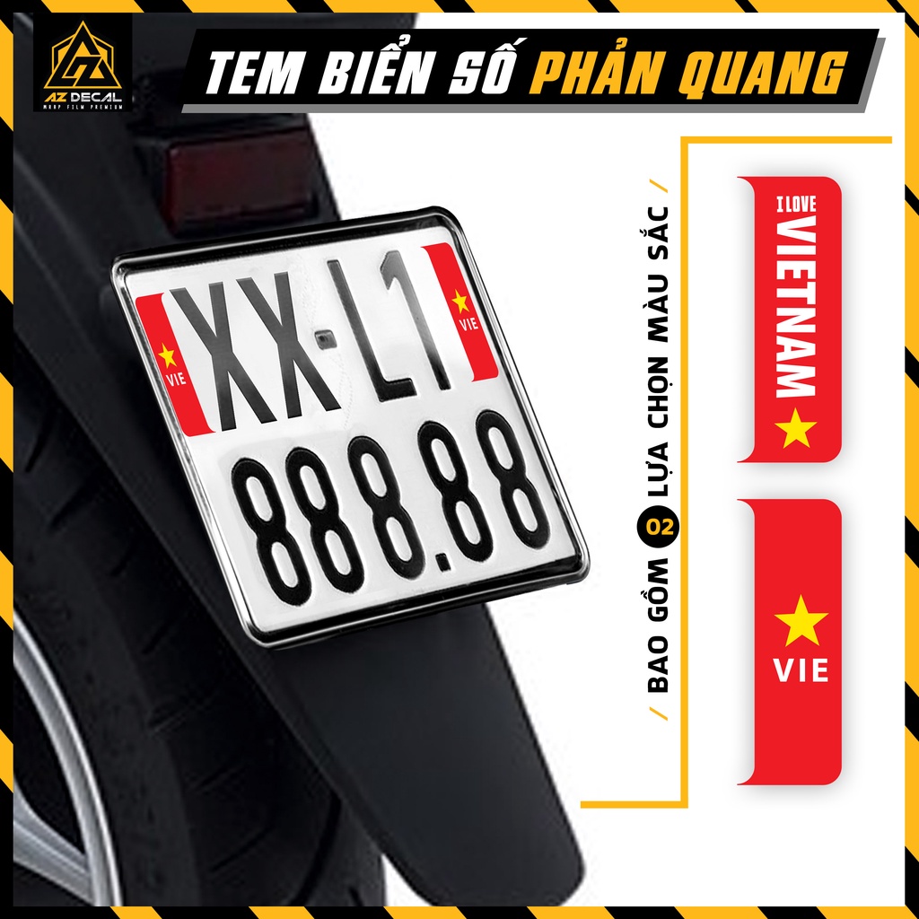 Sticker Phản Quang Dán Biển Số Xe Mẫu Cờ Việt Nam Tem Dán Biển Số Xe Máy