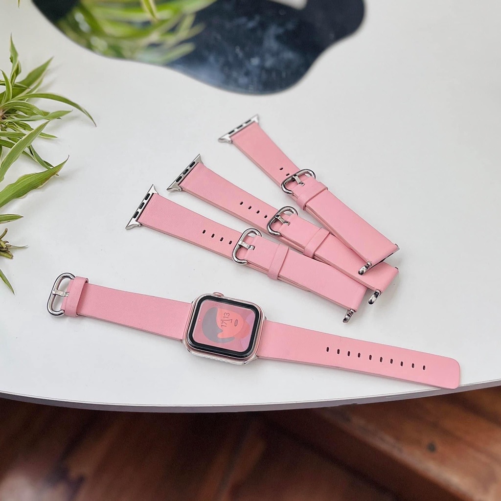Dây da màu hồng siêu cute dành cho đồng hồ thông minh