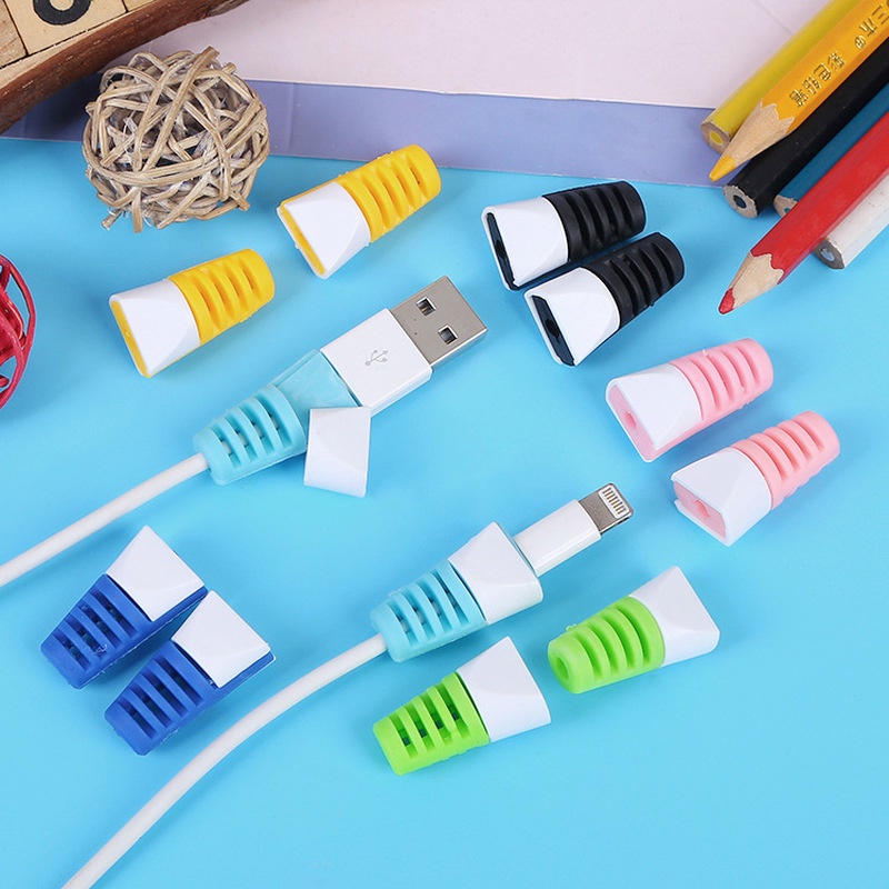 Bộ 2 Phụ Kiện Bảo Vệ Dây Cáp Sạc Bằng Silicon Chất Lượng Cao Cho Apple Android