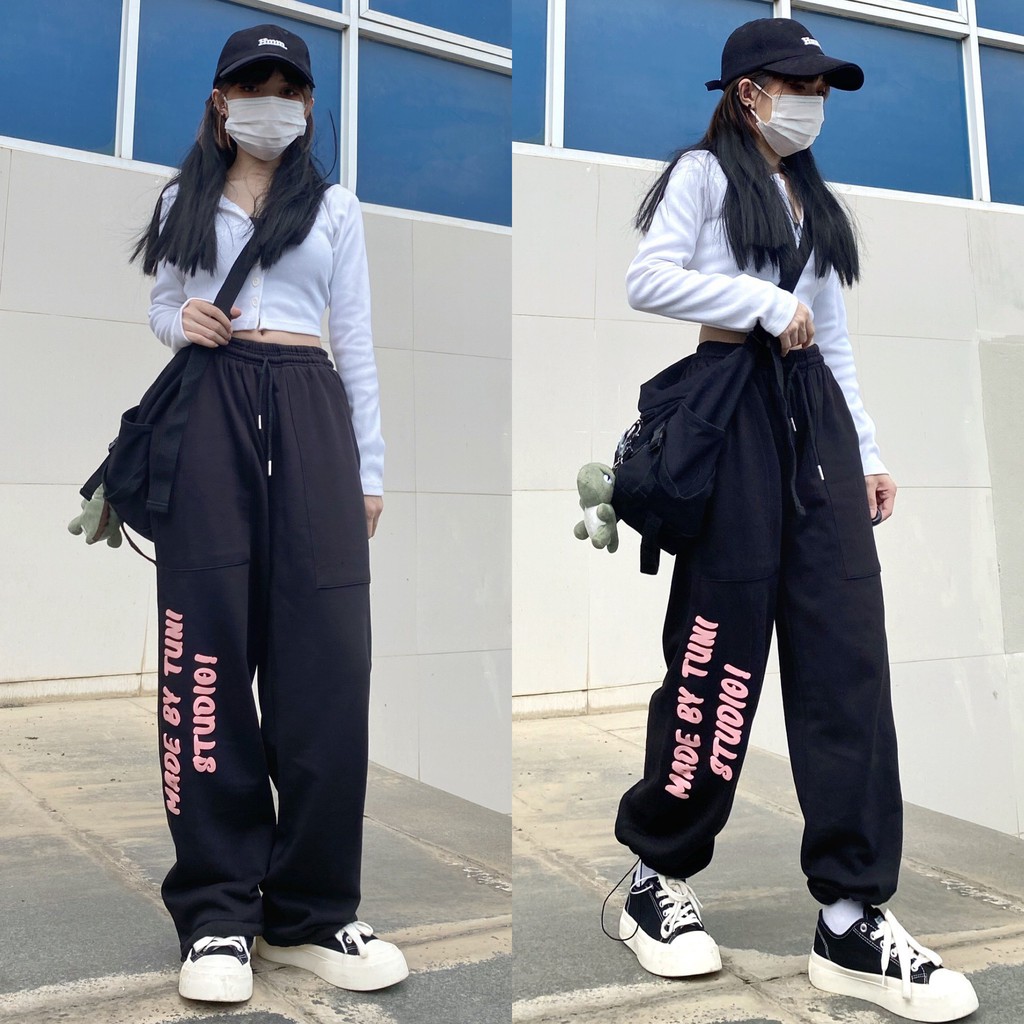 Quần Dài Thun Ống Suông Dáng Rộng Unisex TUNI PANT 2 Màu Đen, Trắng - Tuni Store
