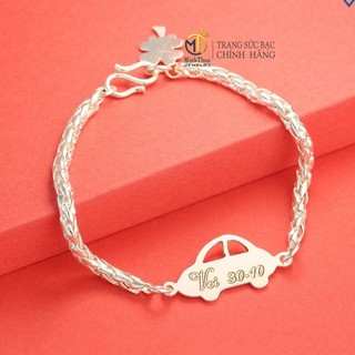 Lắc tay bạc khắc tên trẻ em hình ô tô, vòng tay bạc bé trai nguyên chất sáng đẹp Minh Thoa JEWELRY