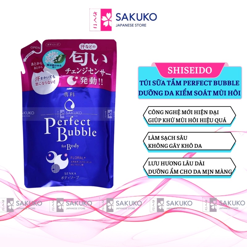 Sữa Tắm Dưỡng Da Kiểm Soát Mùi Mồ Hôi Perfect Bubble Túi Thay Thế 350ml Nội Địa Nhật Bản - SAKUKO