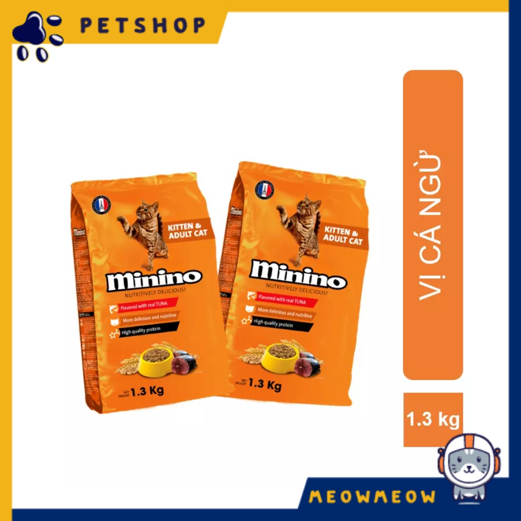 Hạt cho mèo Minino vị cá ngừ | Túi 480gr | Hạt dinh dưỡng dành cho mèo.