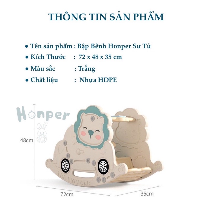 Bập bênh thỏ sư tử trắng kiêm ghế ngồi