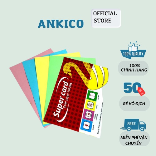 Giấy bìa màu A4 bìa cứng đóng sổ, làm thiệp đẹp 100 tờ/ Ram ANKICO