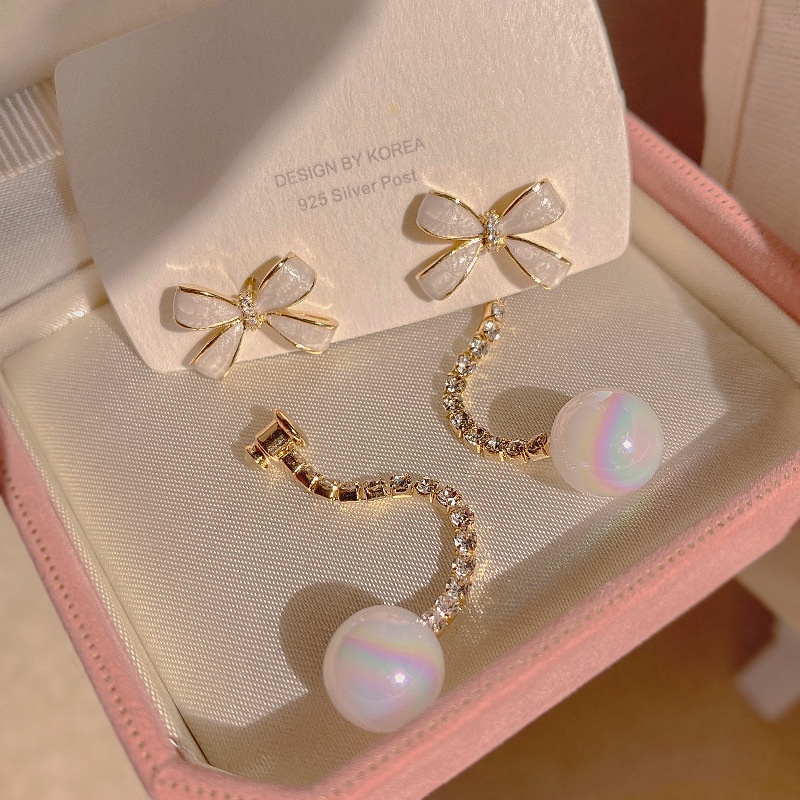 Bông Tai Hình Nơ Đính Ngọc Trai Phong Cách Hàn Quốc Hàng Mới Dành Cho Nữ 2022