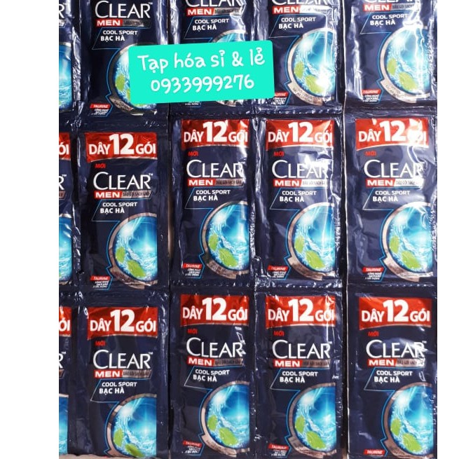 6 dây dầu gội Clear Men Sạch gàu Bạc hà gói 5g (dây 12 gói)