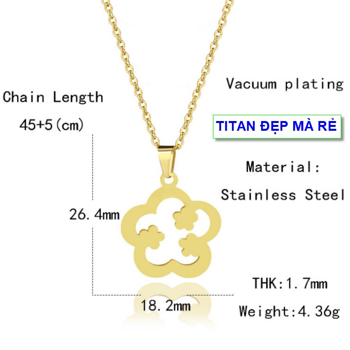 Dây chuyền hoa mai nữ titan kiểu đẹp - Hàng titan vàng 18k sáng bóng đẹp - Cam kết 1 đổi 1 nếu đen và gỉ sét