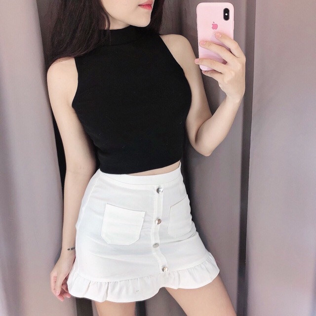 Áo Croptop Cổ Lọ Basic - Chất Vải Cao Cấp A50