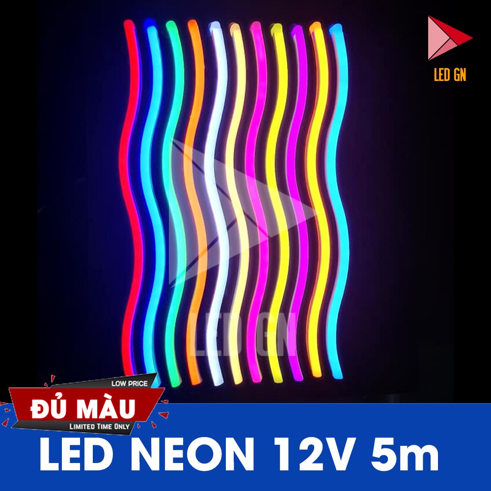 LED Dây Neon Dẻo 12V 5m - Đủ 8 Màu