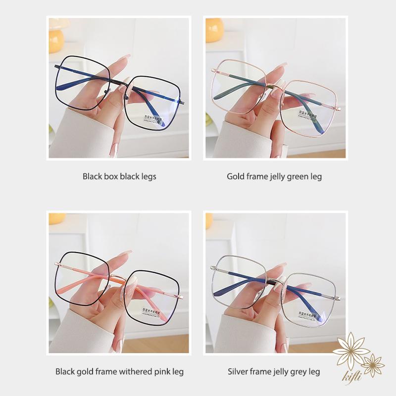 【kifli】Mắt Kính Gọng Kim Loại Chống Ánh Sáng Xanh Phong Cách Retro Thời Trang Cho Nữ