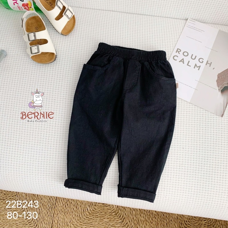 Bộ bé trai Bernie dài tay caro quần linen cho bé từ 9-22kg-22B243