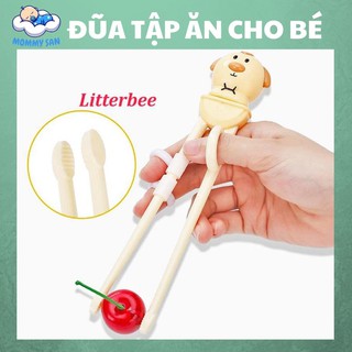 Đũa xỏ ngón tập ăn hình gấu cho bé Little Bee