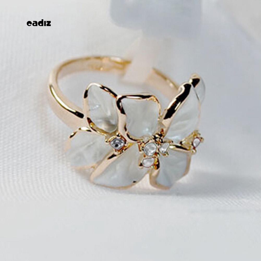 Nhẫn hợp kim hình hoa đính đá xinh xắn tùy chọn màu sắc