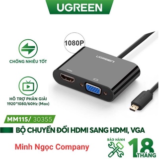 Bộ chuyển đổi micro hdmi sang hdmi và vga thích hợp audio dài 10cm ugreen 30355 mm115 - hàng chính hãng