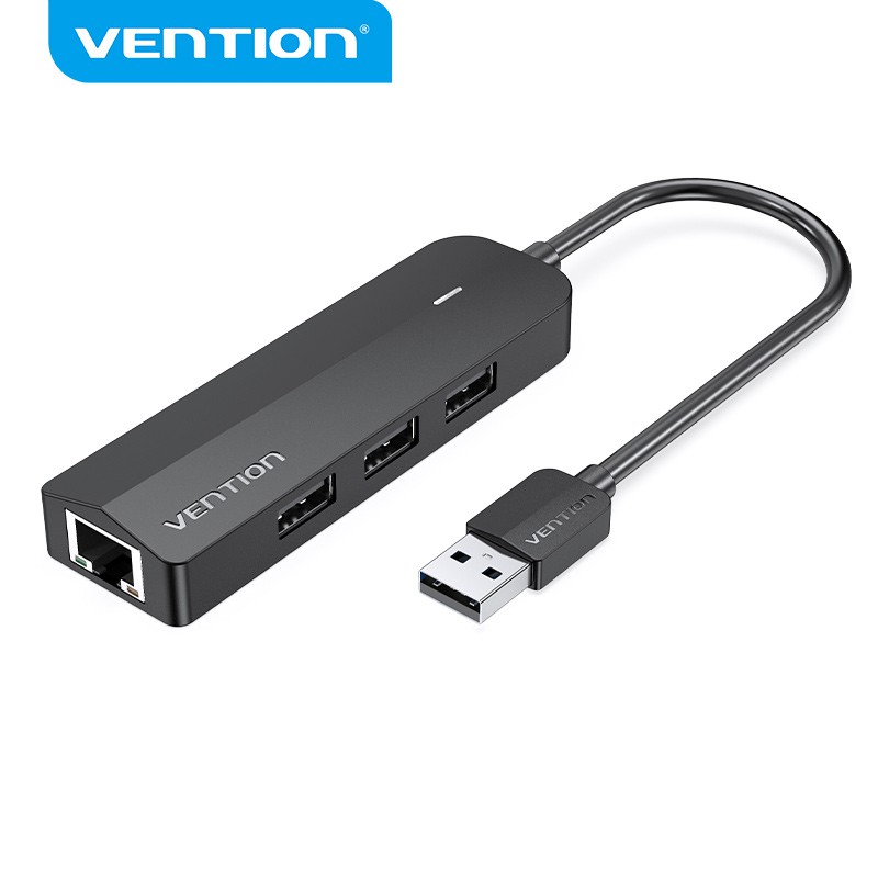 Bộ chia 4 cổng USB 2.0 + Lan Rj45, có nguồn Micro hỗ trợ Vention dài 50cm