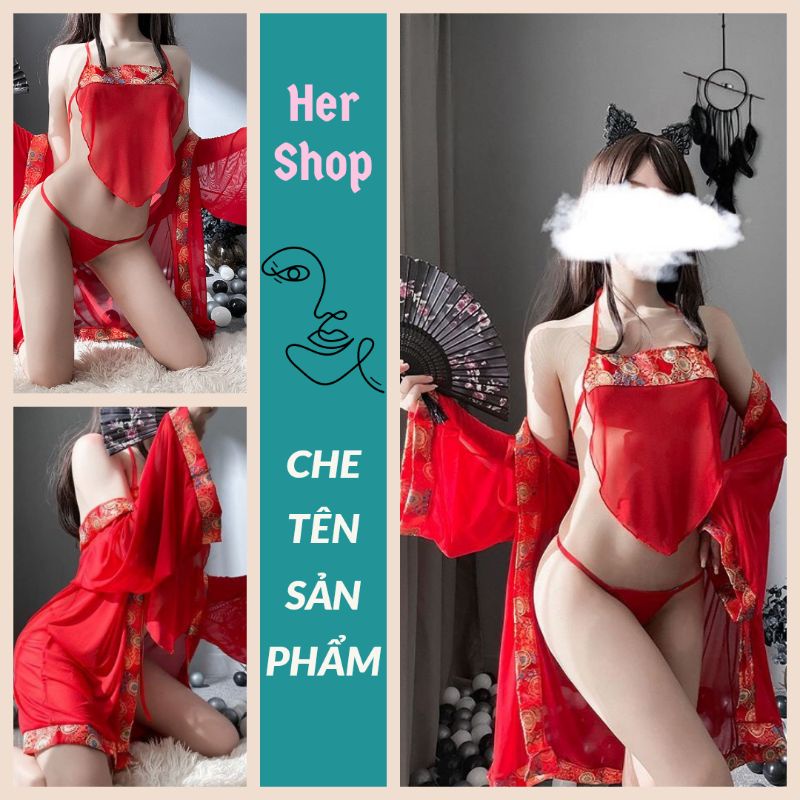 Cosplay cổ trang Võ Tắc Thiên - áo choàng ngủ Trung Hoa kèm yếm và quần lọt khe