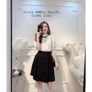 Set áo sơ mi kết hợp chân váy xoè cúc