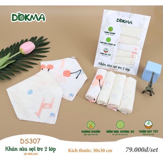 Khăn sữa sợi tre 2 lớp Dokma (6chiếc/set)