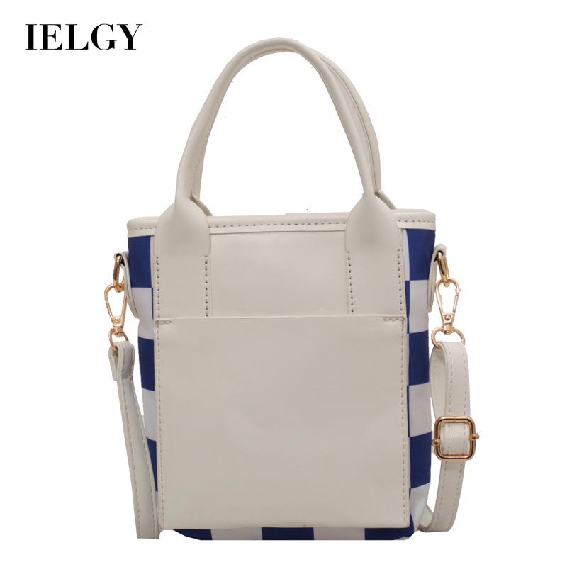 Túi đeo vai IELGY kẻ sọc ca rô màu tương phản thời trang đơn giản cho nữ