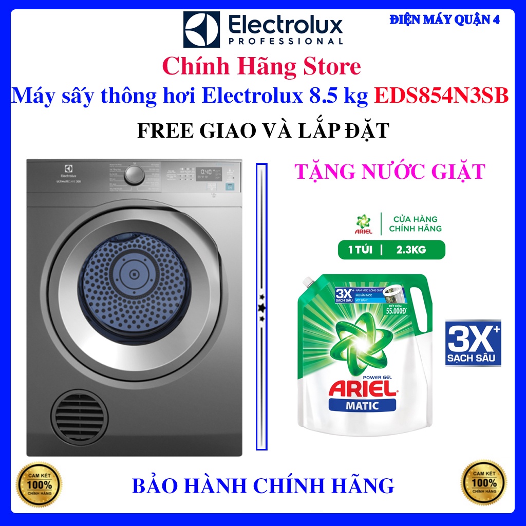 Máy sấy thông hơi Electrolux 8.5 kg EDS854N3SB
