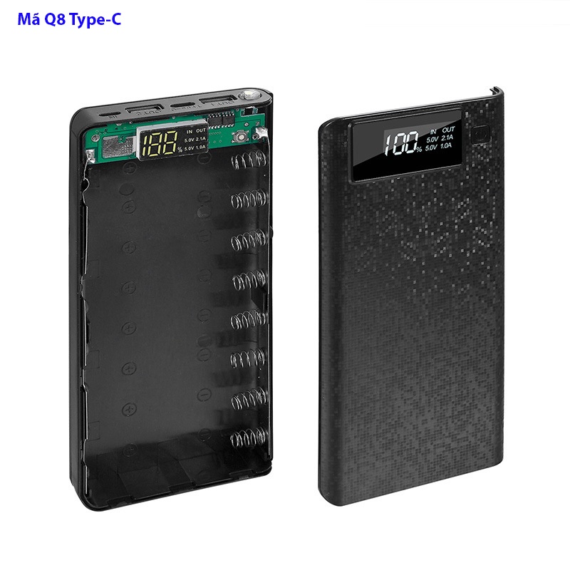 Mạch Sạc dự phòng Q8 + Box 8 cell pin 18650 không hàn - KHÔNG CÓ PIN