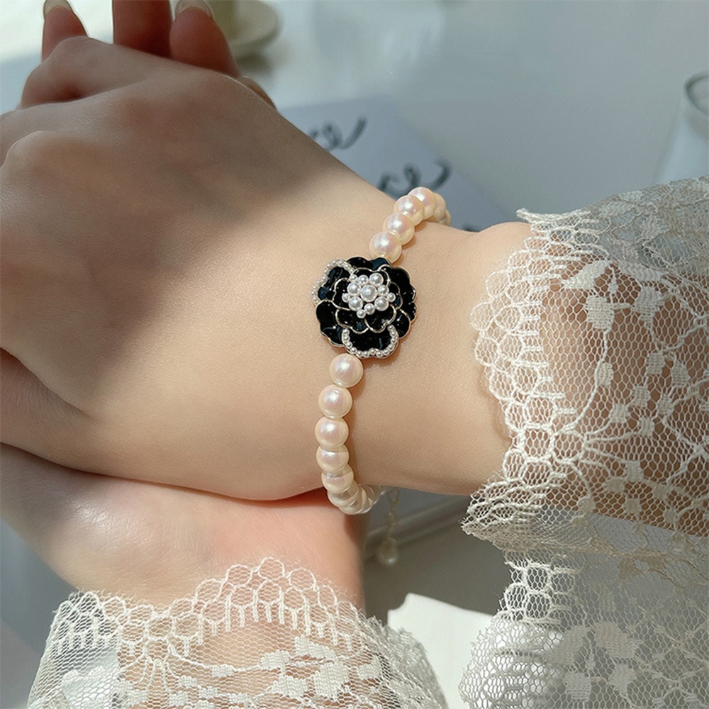 Vòng cổ/ Vòng tay/ Bông tai mặt hoa trà bằng hợp kim trang trí ngọc trai phong cách Hàn Quốc cổ điển cho nữ