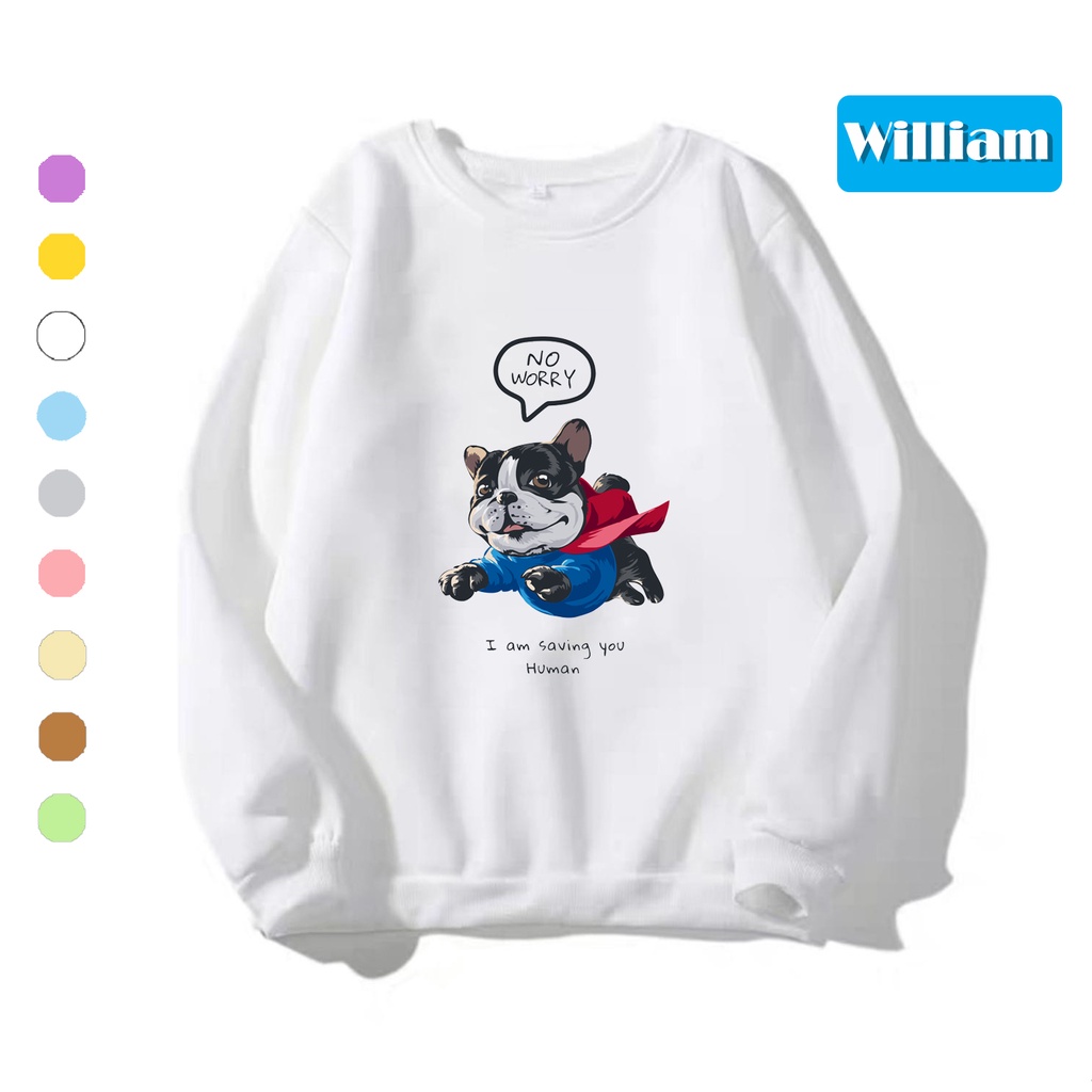 Áo sweater nam nữ in hình Cún cực cute chất nỉ dày dặn, hợp làm áo cặp William - DS189