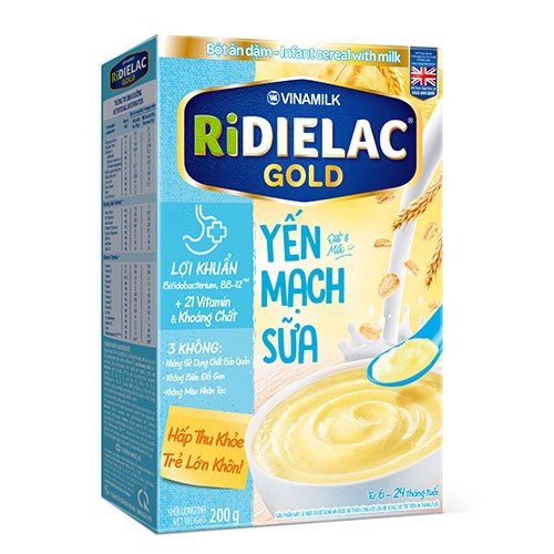 [HSD T05-2022] bột ăn dặm RIDIELAC GOLD Yến mạch sữa - Hộp giấy 200g