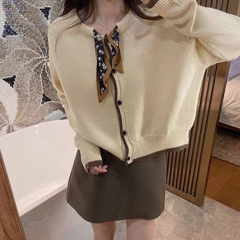 Áo len phối nơ họa tiết Forgirl kiểu vintage dáng ôm | BigBuy360 - bigbuy360.vn