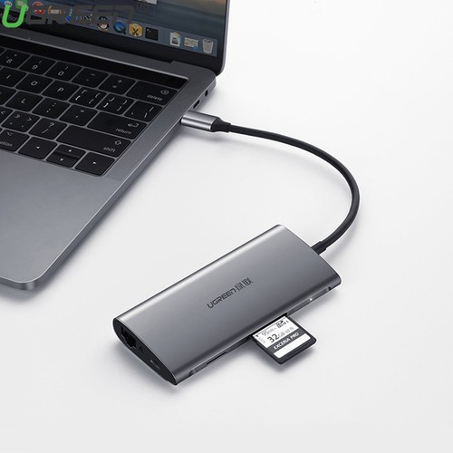 Bộ chuyển đổi USB-C sang 3 USB 3.0+HDMI+RJ45+SD&amp;TF Ugreen 50538 8 IN 1