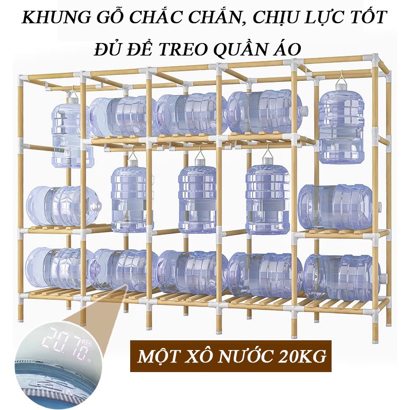 Tủ quần áo gỗ Tủ Vải Đựng Quần Áo 4 buồng 8 ngăn dễ di chuyển, dễ lắp đặt, chống bám bụi