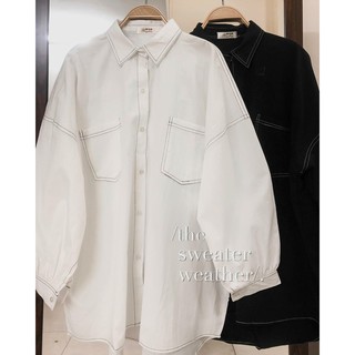 Áo sơ mi nữ viền chỉ hai túi ngực