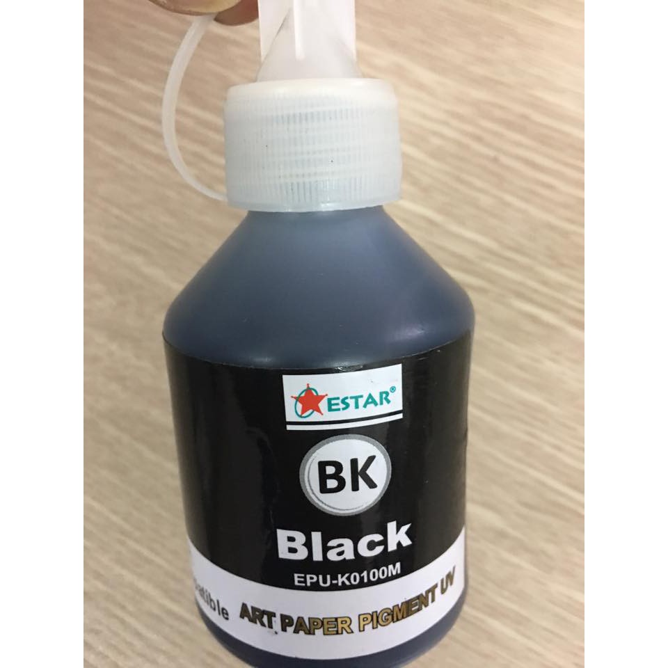 Mực BK Pigment UV cho Epson T50-T60-L800-L805 mầu Đen100ML không phai