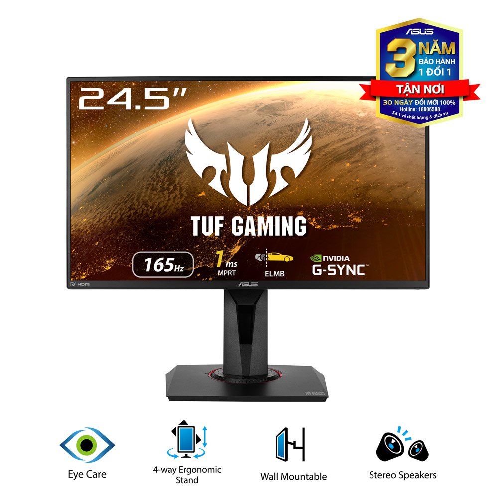 Màn Hình ASUS TUF Gaming VG259QR 24.5" FHD Fast IPS 165Hz G-Sync 1ms