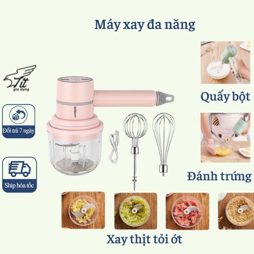 Máy xay đa năng mini cầm tay xay sinh tố xay tỏi xay ớt xay thịt đánh trứng - Shop tít gia dụng