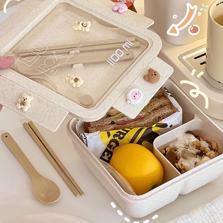 Hộp Đựng Cơm Trưa 1100mm Chất Liệu Rơm Lúa Mì