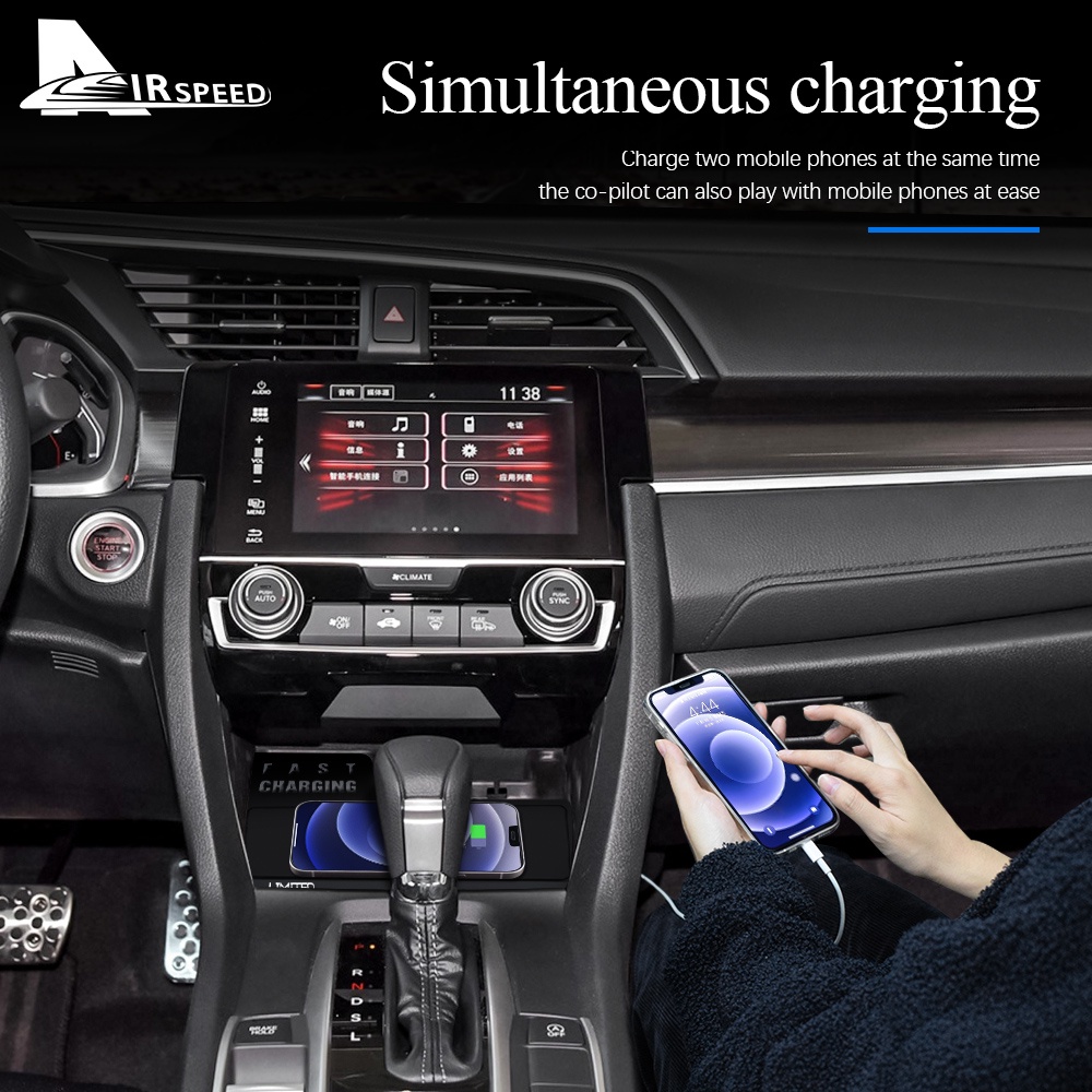Đế Sạc Điện Thoại Không Dây Chuyên Dụng Cho Xe Hơi Honda Civic X 2015-2021
