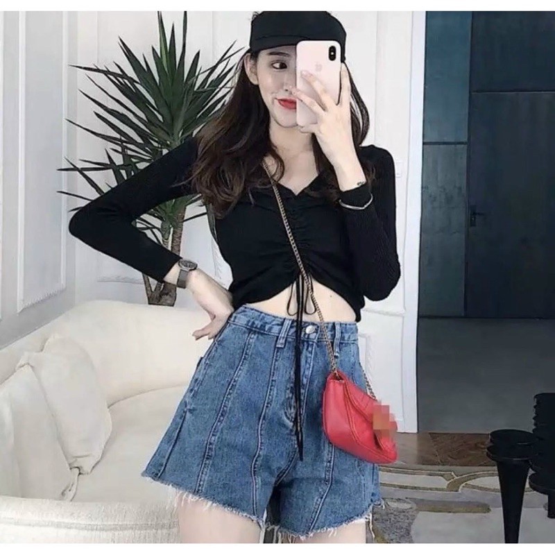 ÁO TAY DÀI DÂY RÚT GIỮA