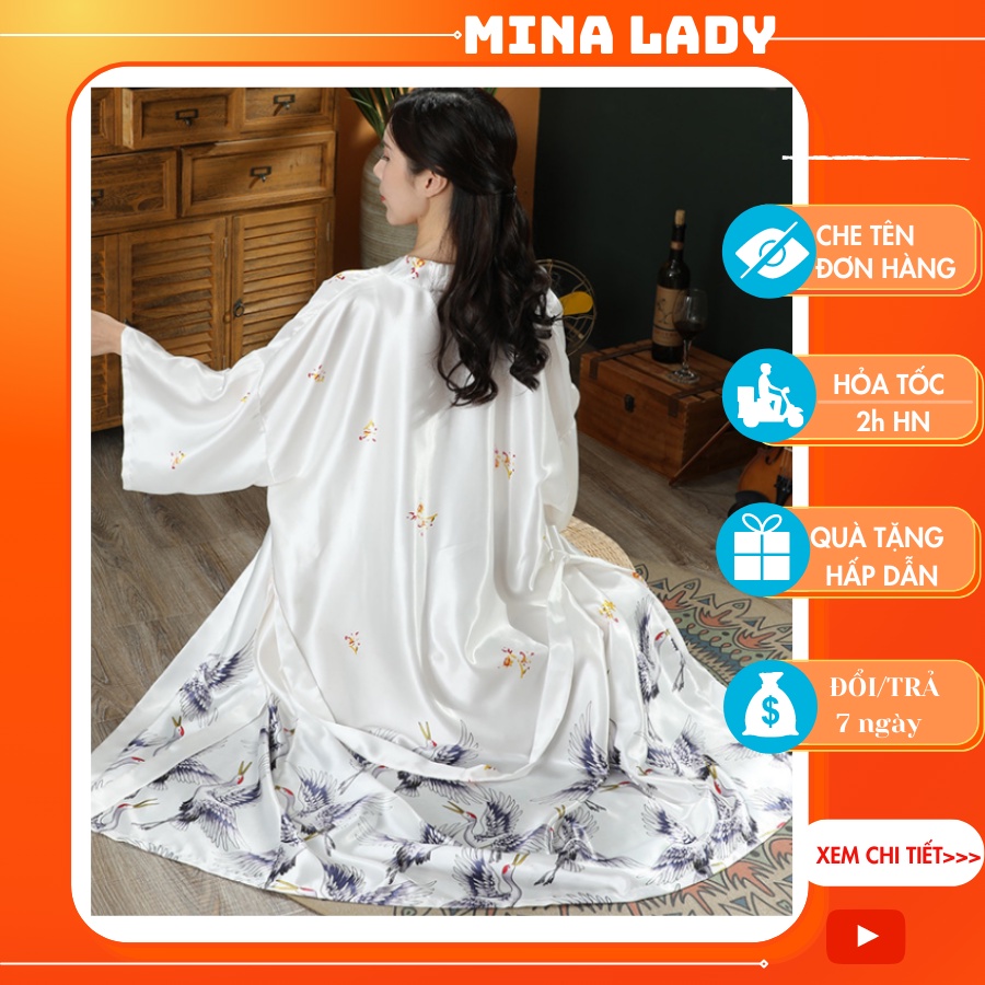 Áo choàng ngủ khoác Kimono mặc nhà, mặc tắm đẹp gợi cảm quyến rũ nhiều màu dành cho nữ