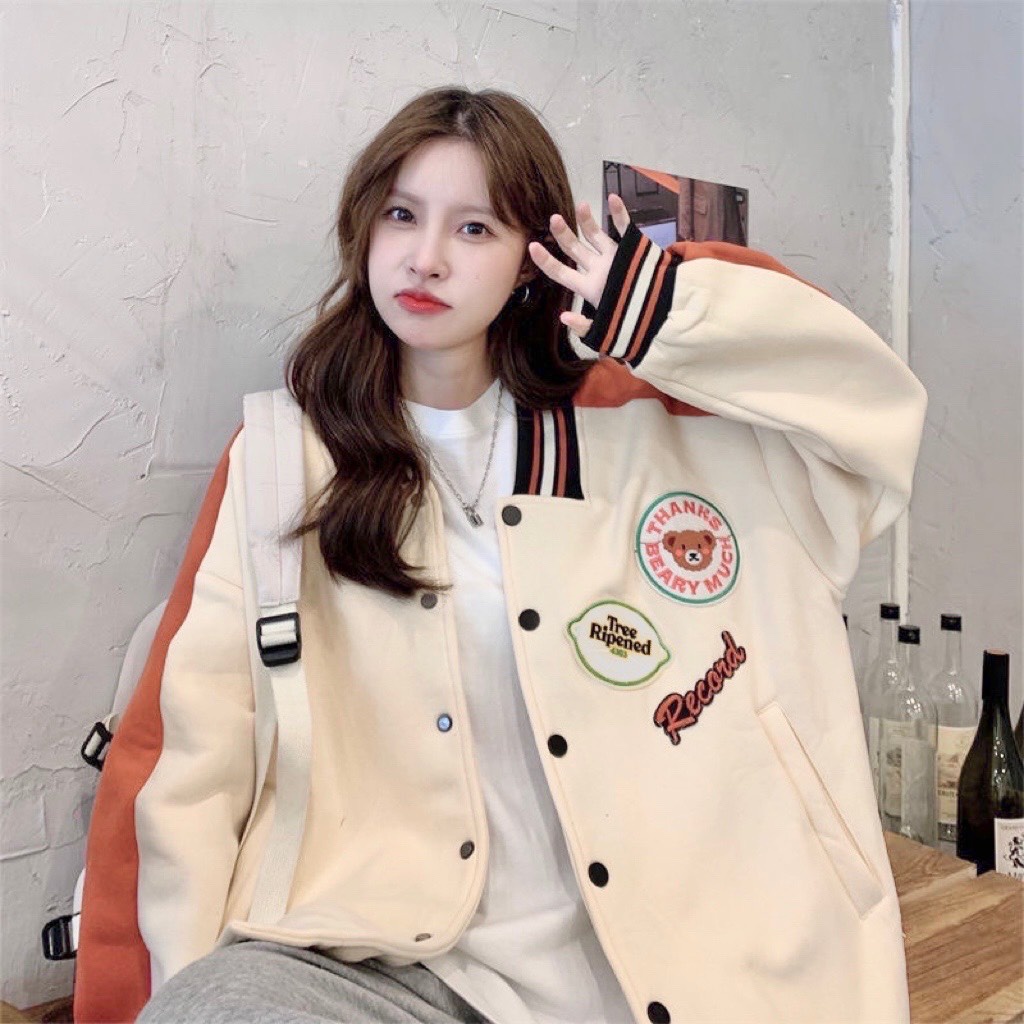 Áo Khoác Nỉ Bomber Nam Nữ, Áo Khoác Quảng Châu Unisex Varsity Form Rộng Ulzzang Kiểu Dáng Trẻ Trung | BigBuy360 - bigbuy360.vn