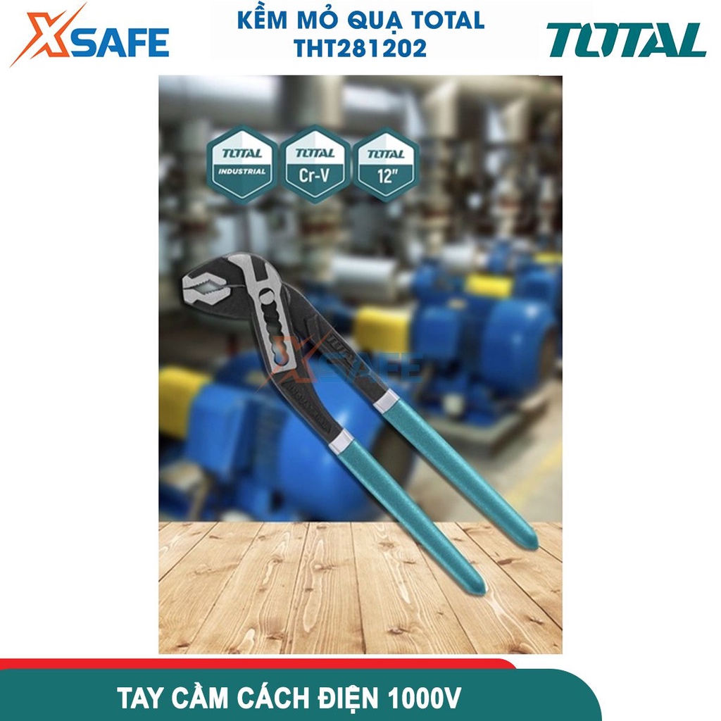 Kềm mỏ quạ TOTAL THT281202 12inch(30cm) thép cr-v cao cấp, 7 nấc mở tiện lợi, mở tối đa 5cm - chính hãng