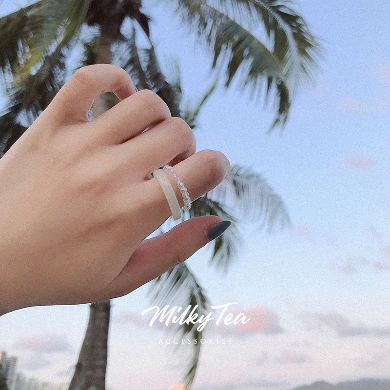 Set 2 nhẫn bằng acrylic phong cách đơn giản thời trang mùa hè thiết kế mới