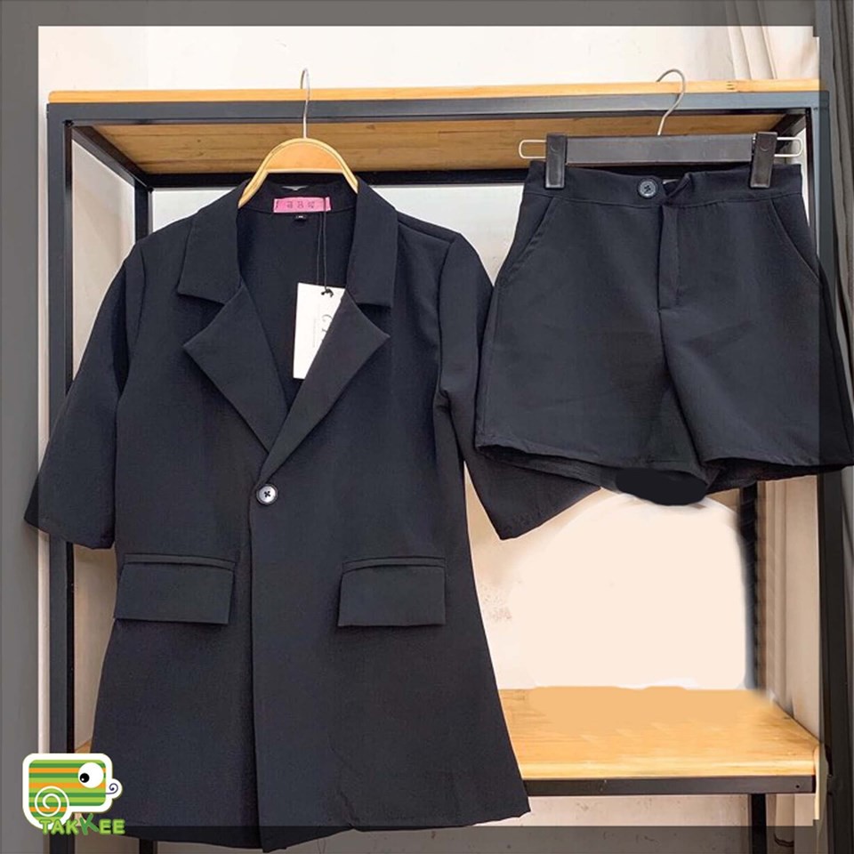 Bộ áo vest quần short thu đông hot hit phong cách trẻ trung